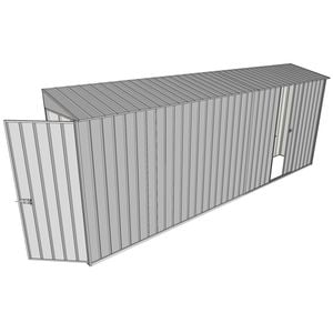 Build-a-Shed 0.8 x 5.2 x 2m Single Hinged Skillion Shed with Single Sliding Side Door - Zinc