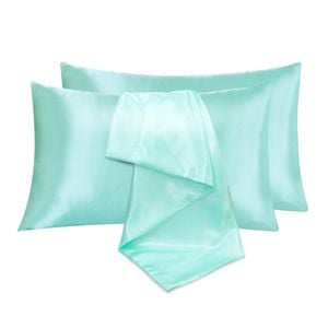 LINENOVA 2pcs Luxury Silk Satin Pillow Cases Pillowcase Cushion Covers - Standard,Sage