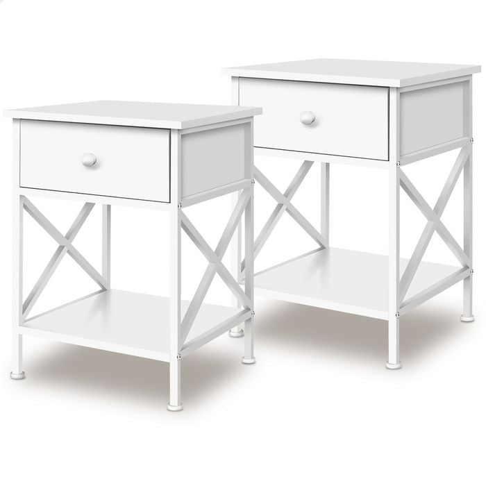 ALFORDSON 2x Bedside Table Industrial White