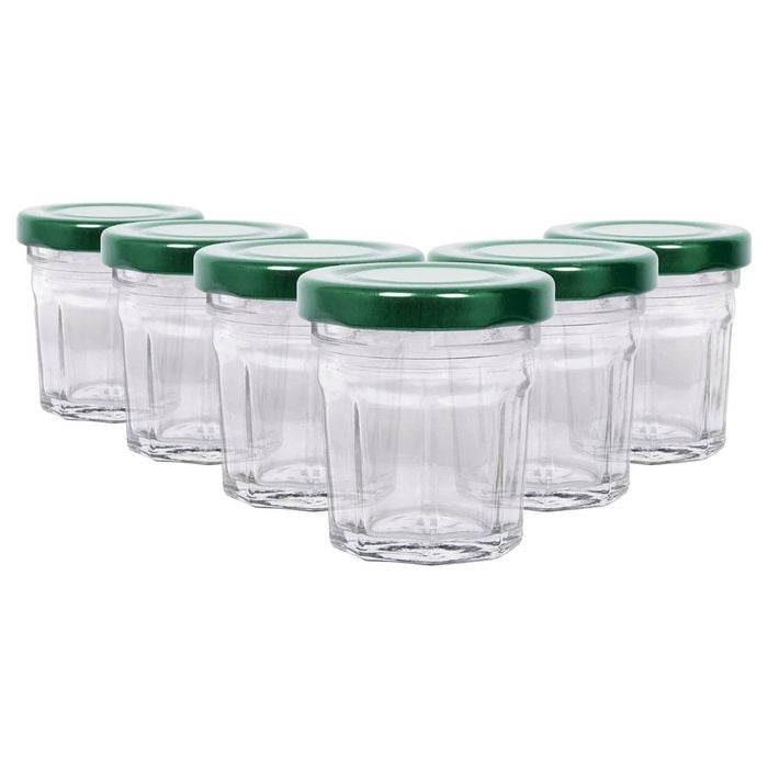 Argon Tableware Glass Jam Jars with Green Lids - 30ml - Pack of 6