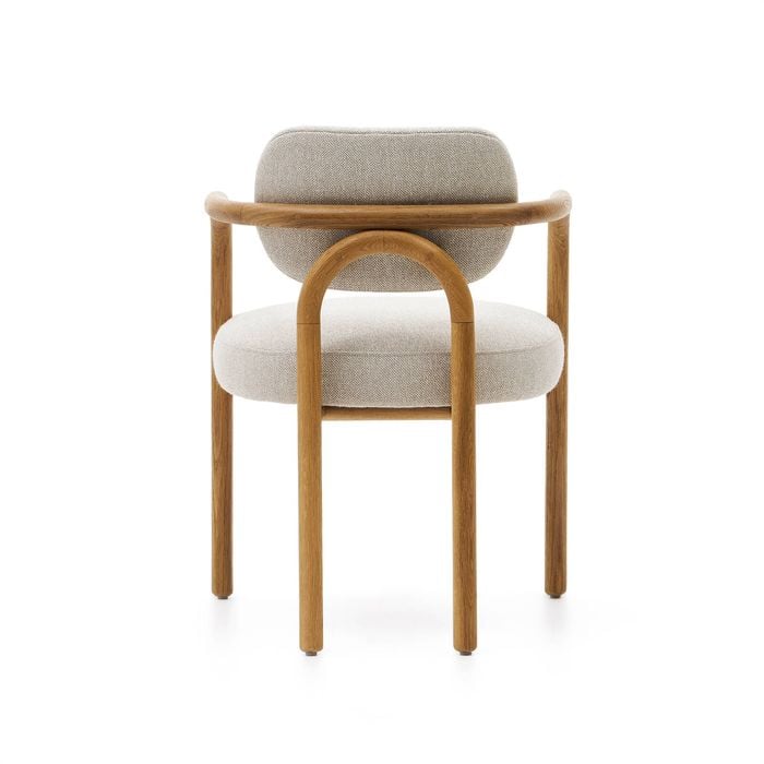 MELQUI beige chair in oak wood natural finish