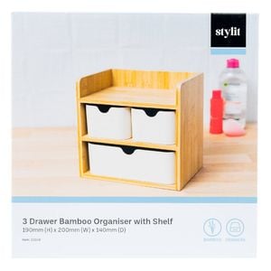 Stylit Set Of 3 Bamboo Organisers With Shelf