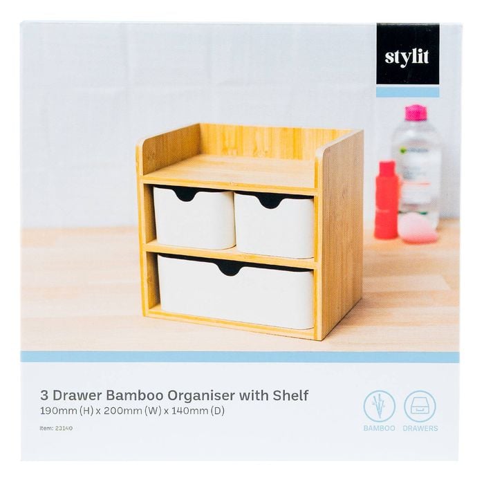 Stylit Set Of 3 Bamboo Organisers With Shelf