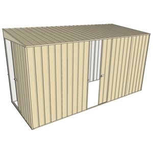 Build-a-Shed 1.5 x 3.7 x 2m Single Sliding Side Door Skillion Shed - Cream