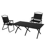 Levede 120CM Camping Table With 2 Chairs Black