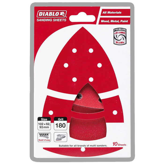 Diablo 102 x 62mm 240 Grit Abrasive All Surface Multi Sander Sheets - 10 Pack