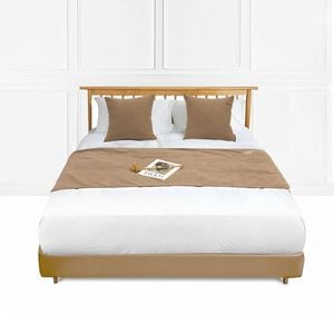 SOGA Light Brown 1.5m Vintage Bed Scarf Runner – Set of 3 Bedding Tail Pads