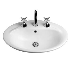 Caroma 565 x 395mm White Centro Vanity Basin With 3 Tap Holes
