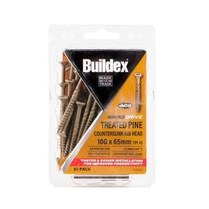 Buildex RapidDrive Treated Pine Screws 10G x 65mm Climacoat - 50 Pack