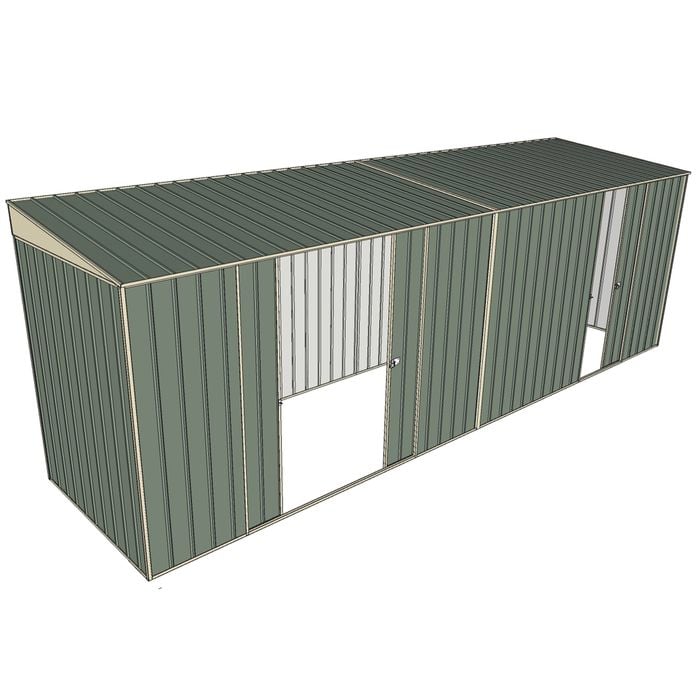 Build-a-Shed 1.5 x 6 x 2m Skillion Double and Single Sliding Side Doors Shed - Green