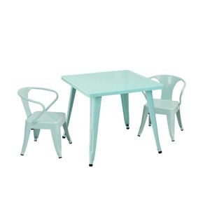 Costway 3pcs Kids Table And Chairs Set Activity Study Desk Blue