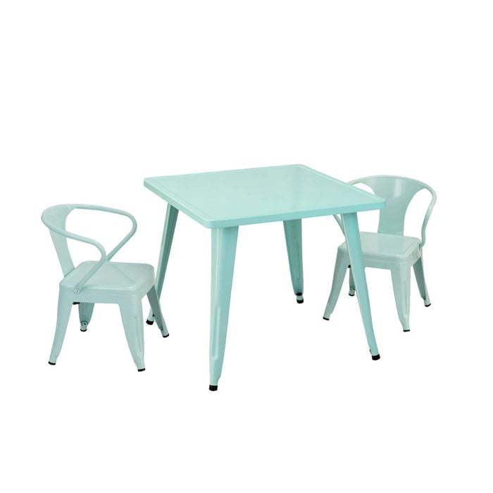 Costway 3pcs Kids Table And Chairs Set Activity Study Desk Blue