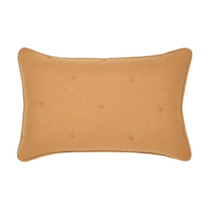 2pc Linen House Somerst Cinnamon Brown Cotton Muslin Pillow Sham Set 50x75cm