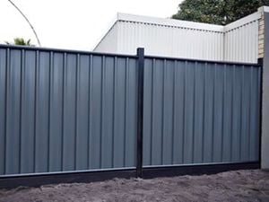 New fence made with charcoal coloured Colorbond panels