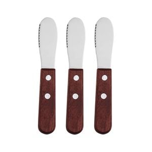 Anygleam Dark Brown 3pcs Wooden Butter Knife Kitchen Food Kitchen Tableware