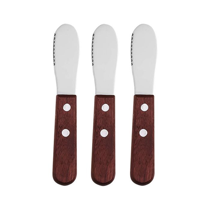 Anygleam Dark Brown 3pcs Wooden Butter Knife Kitchen Food Kitchen Tableware