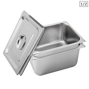 SOGA 2X 1/2 GN Pan 20cm With Lid – Stainless Steel