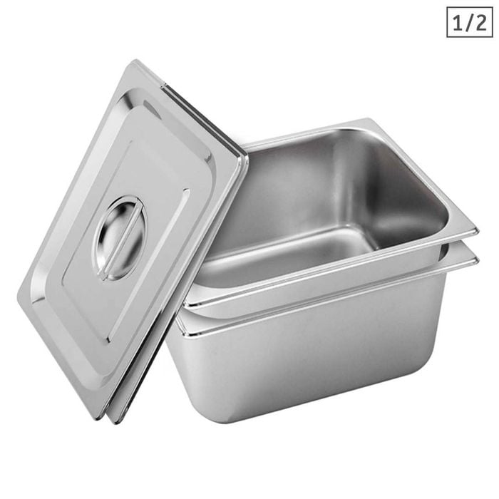 SOGA 2X 1/2 GN Pan 20cm With Lid – Stainless Steel