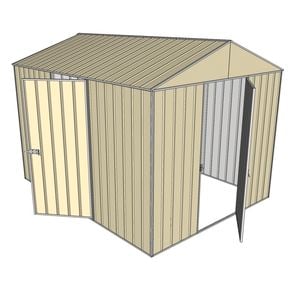 Build-a-Shed 2.3 x 3.0 x 2.3m Front Gable Dual Single Hinged Door Shed - Cream