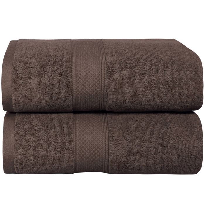2PCS 100% Cotton Extra Large Soft Bath Towels Sheets Set 90 x 180cm - Chocolate