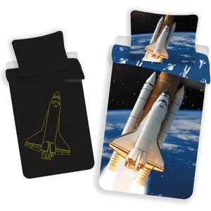 Sweet Home Space Shuttle Glow In The Dark Quilt Cover Set - Single Bed