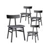 Claire Dining Chair Set of 4 Solid Oak Wood Fabric Seat Furniture - Black