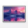 Sunset, Snowy Mountain & Lake  Print 100% Australian Made 90x60cm  (Poster)