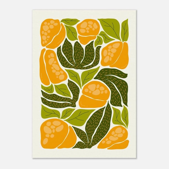 Galrie Vibrant Yellow Bell Pepper Art Print - Abstract Kitchen Wall Decor, Poster Only, A3 30 x 42cm (12 x 16inch)