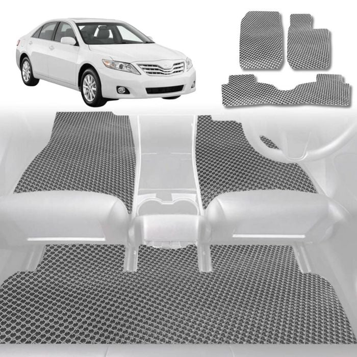 6D Diamond Car Floor Mats for Toyota Camry 2006-2011-Full Set-Grey-Outback GT