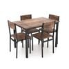 Costway 5pcs Dining Table Chairs Set Kitchen Furniture Rustic Brown