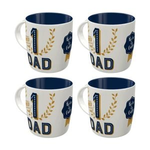 4x Nostalgic-art Ceramic Mug Number 1 Dad Retro Design 330ml Fathers Day Gift