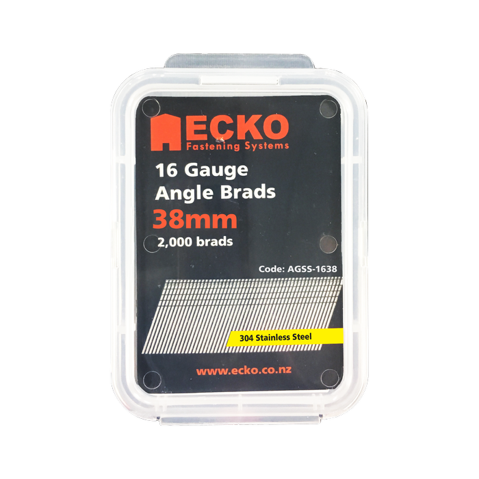ECKO 38 x 1.60mm Stainless Steel Angle Brads Gasless Pack - 2000 Pack