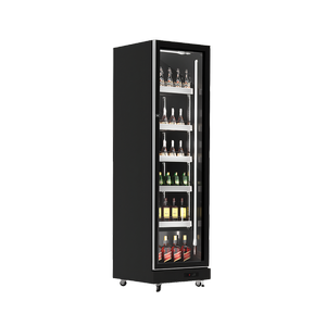 Exquisite One Glass Doors Upright Display Refrigerators Black 390 Litre