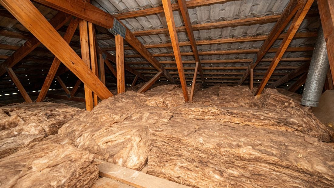 Insulation batts laid in a roof space