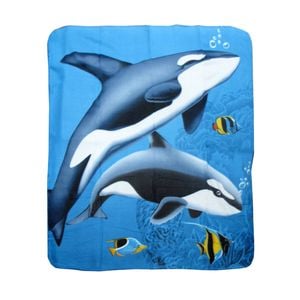 Animal Print Multi Colour Polar Fleece Throw Rug 125 x 150 cm Giant Whales