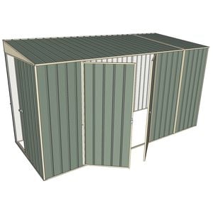 Build-a-Shed 1.5 x 3.7 x 2m Double Hinged Side Doors Skillion Shed - Green