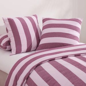 Dreamaker Bowie Washed Cotton Yarn Dyed Stripe European Pillowcase Mauve/Cherry Twin Pack