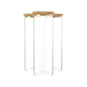 Argon Tableware Glass Storage Jars with Cork Lids - 2 Litre - Pack of 3