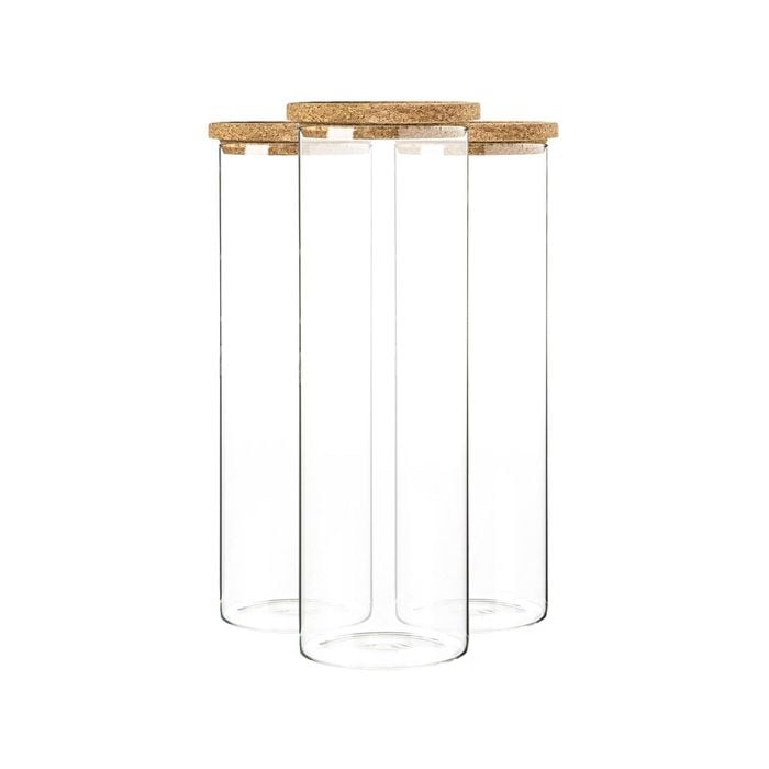 Argon Tableware Glass Storage Jars with Cork Lids - 2 Litre - Pack of 3