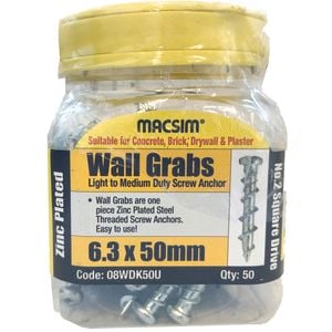 Macsim 50mm Wall Grab Anchor - 50 Pack