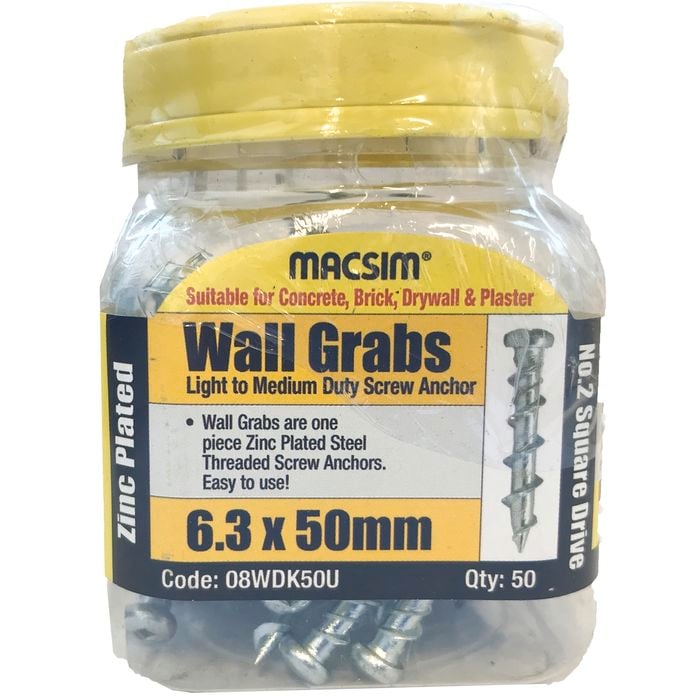 Macsim 50mm Wall Grab Anchor - 50 Pack