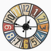 Salesbay 76cm Silent Wall Clock Retro Industrial Colourful Metal Gear Style