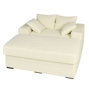 Ufurniture 146cm Oversized Chaise Lounge Chair Corduroy Upholstered Loveseat Sofa Bed Beige