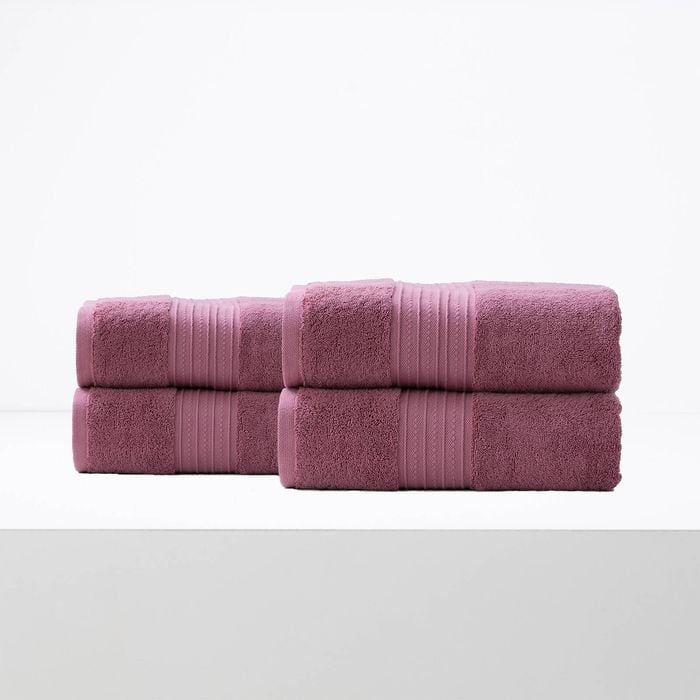 4pc Renee Taylor Brentwood 650gsm Low Twist Bath Sheet Rosebud