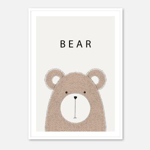 Galrie Charming Minimalist Bear Art Print - Ideal for Nursery and Kids' Rooms, Poster Only, A1 60 x 84cm (23 x 33inch)
