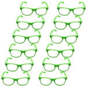 12x Green Party Glasses w/ Clear Lenses – Fun 80s Australia Day Costume Glasses - Green | Wayfarer | Sunglasses