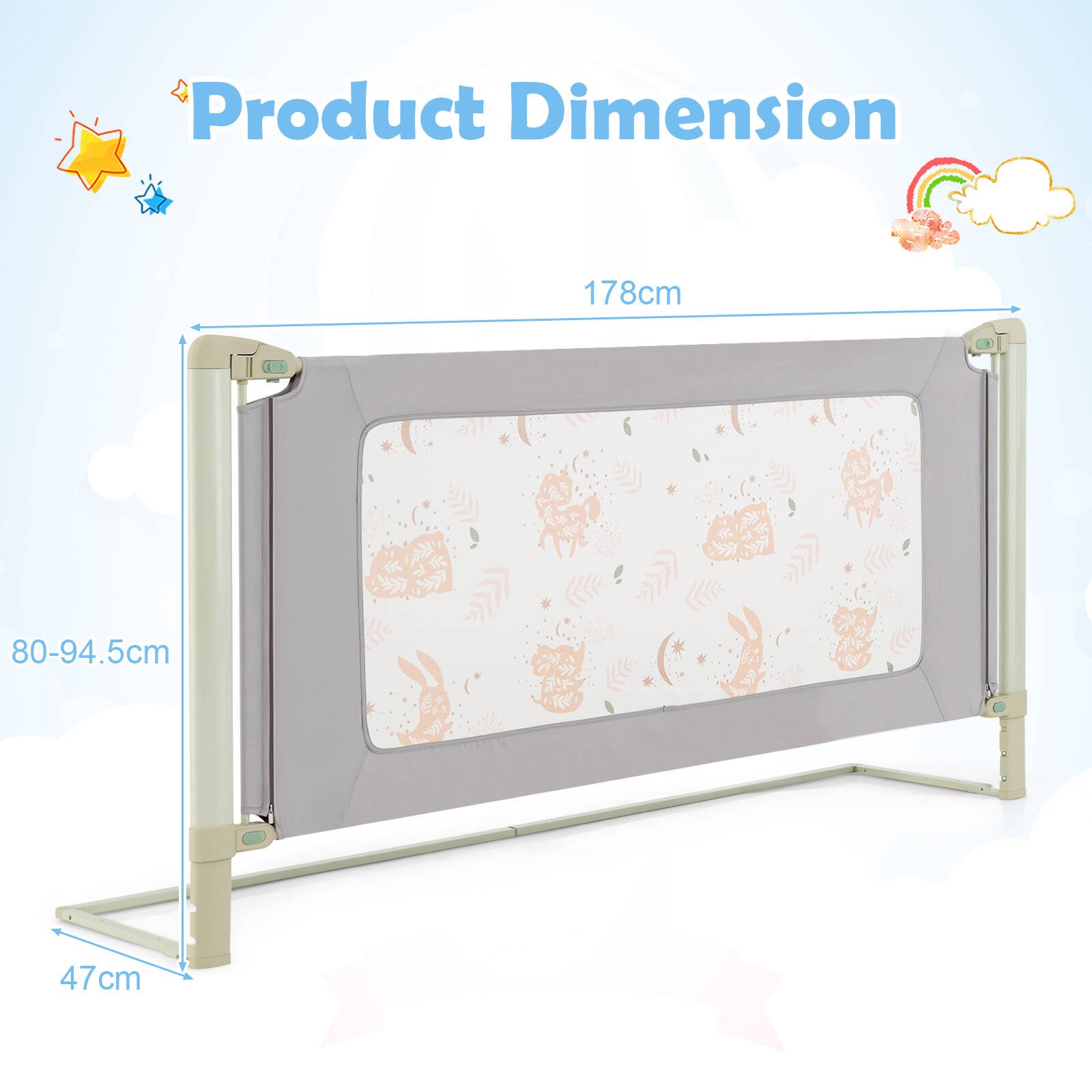 Costway 2M Folding Baby Barriers Adjustable Bed Safety Rail Bunnings Australia