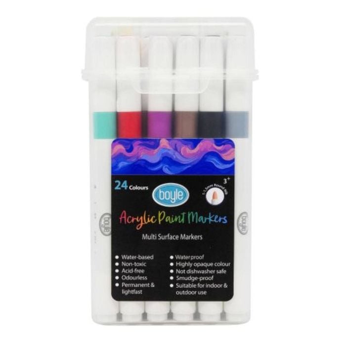 Boyle Acrylic Marker With Storage Case Reg 0162090 - 24 Pack