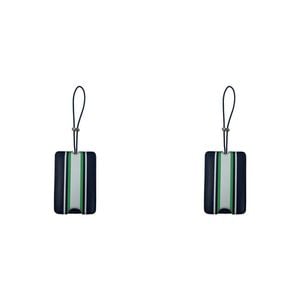 2PK Annabel Trends Stripe Luggage Tag Suitcase Identifier Mens Navy 12cm