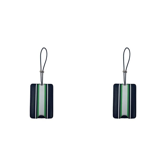 2PK Annabel Trends Stripe Luggage Tag Suitcase Identifier Mens Navy 12cm
